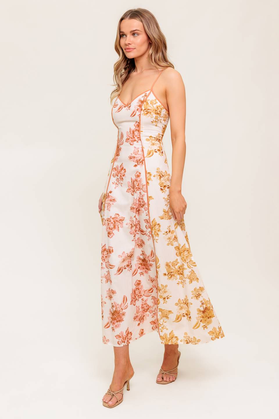 SANDSTONE PETAL WOVEN MIDI DRESS Flying Tomato